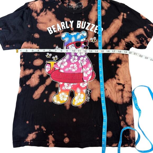 Riot Society Bearly Buzzed bleach tie dye graphic tee L Y2K Vintage Streetwear - Picture 3 of 5